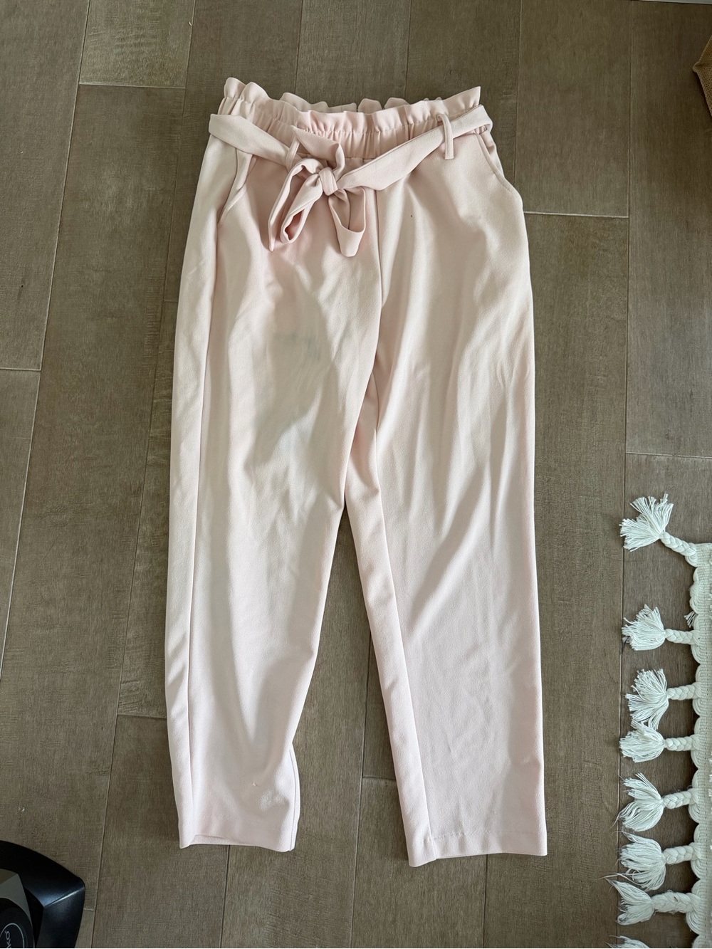 BCBGeneration Blush Paperbag Tie-Waist Trousers